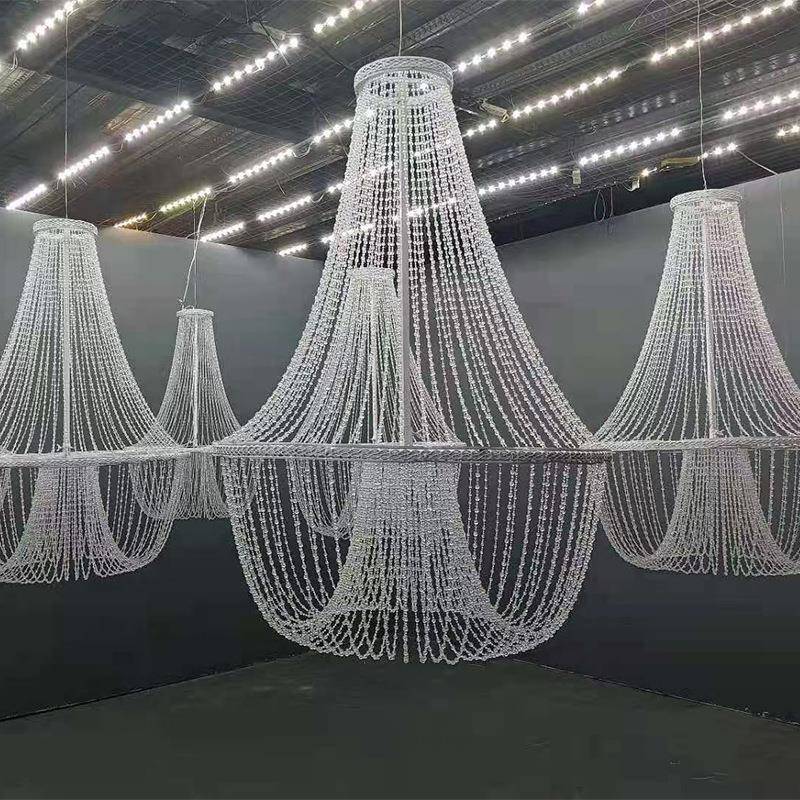新款婚庆道具水晶亚克力珠帘吊顶婚礼现场吊灯挂件舞台布置水晶灯