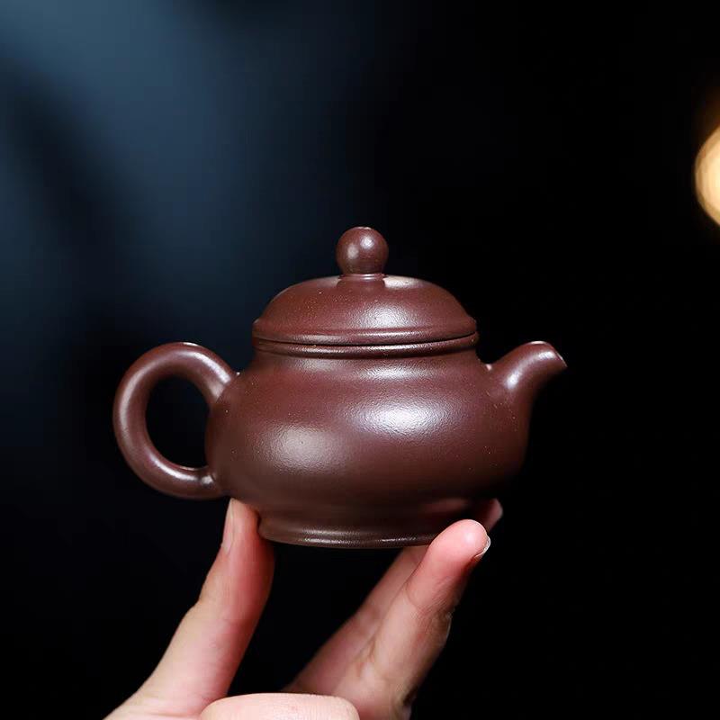 正宗宜兴紫砂壶原矿紫泥手工茶壶110ml迷你小潘壶一人功夫泡茶壶