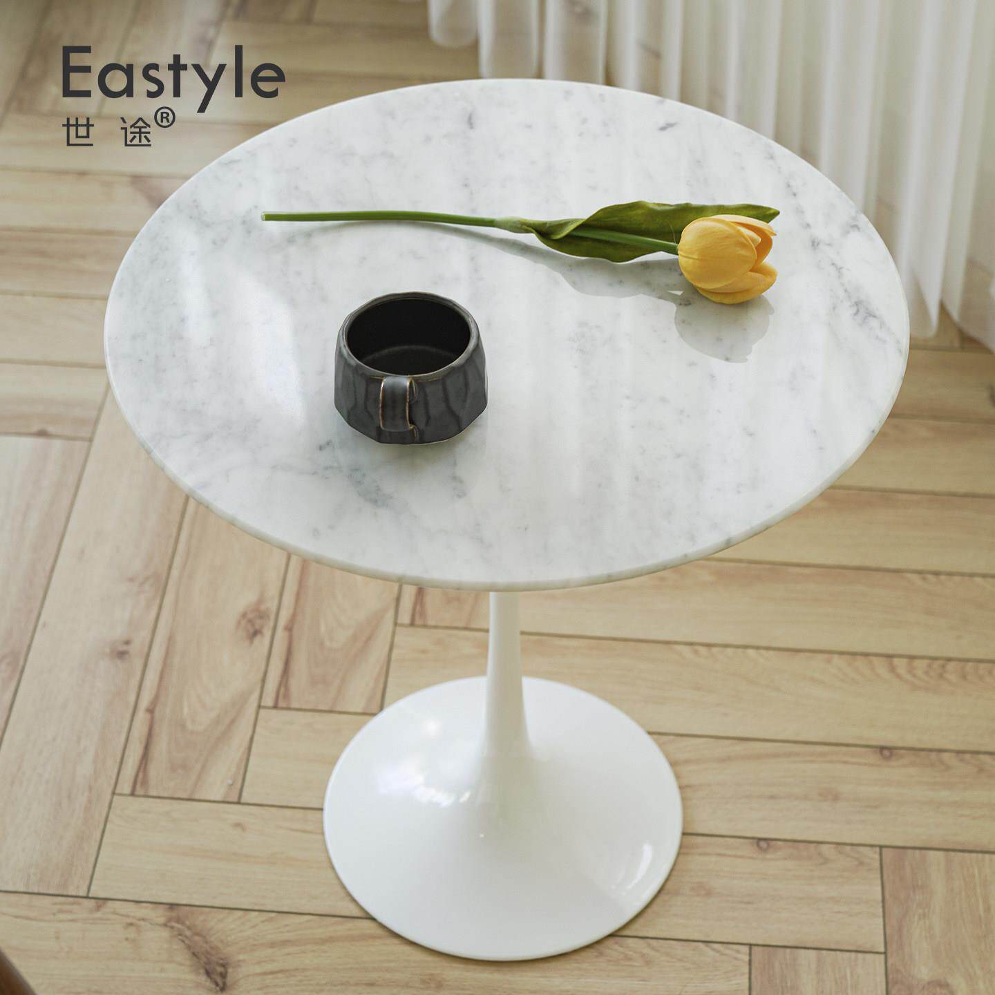 北欧郁金香大理石茶几客厅轻奢小户型圆形边几现代简约咖啡小茶桌
