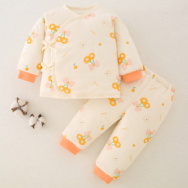 新生儿纯棉加厚棉服，0-6男女宝宝长袖和尚，服夹袄婴儿斜襟内衣套装