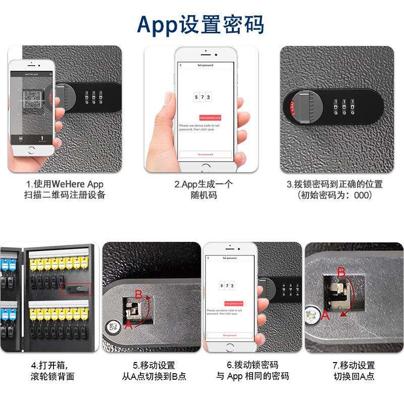 钥匙箱管理盒壁挂式房产中介钥匙柜管理柜密码锁匙收纳盒箱子钢制