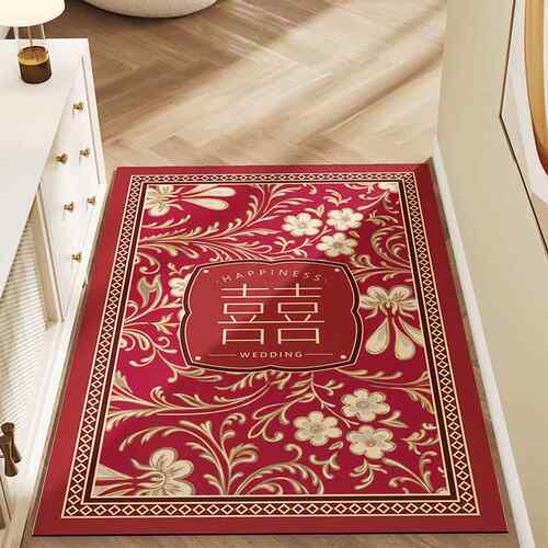 喜庆婚婚结房红户色入门皮革地垫剪Z-0512-2喜字进门门垫防水防油