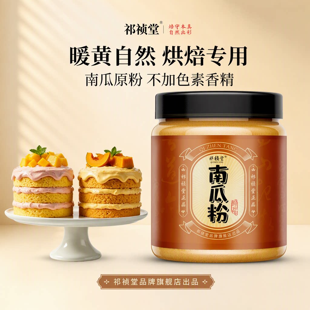 祁祯堂旗舰店南瓜原粉天然烘焙专用着色粉无添加暖黄自然罐装