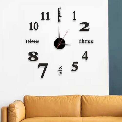 Creative Digital Wall Clock Sticker Watch Modern Design DIY