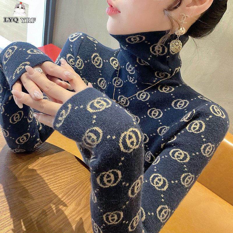 LYQ YRF新款高领毛衣女打底衫秋洋气时尚爆款显瘦针织衫女士内搭