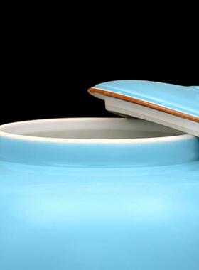 景德镇陶瓷大号中式湖蓝艺术罐酒店装饰品民宿客厅办公室家用摆件