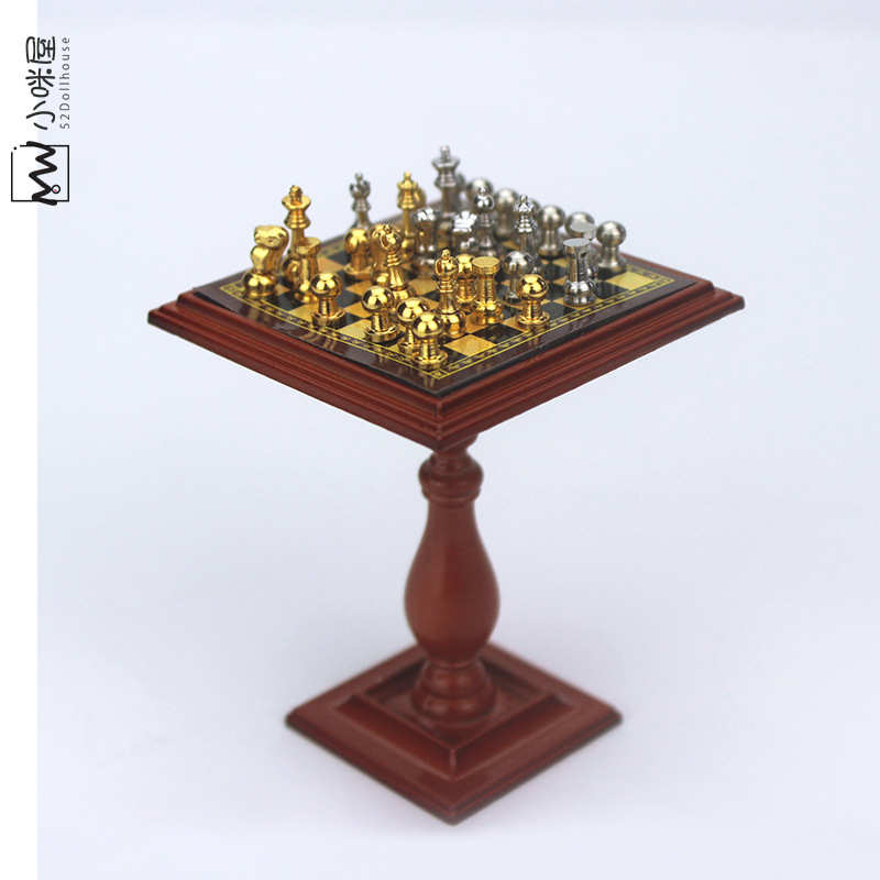 52DOLLHOUSE 微缩食玩场景模型 娃娃屋配件 迷你国际象棋台Y107