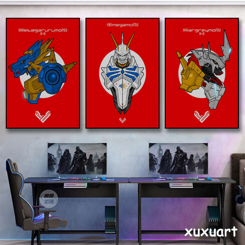 数码宝贝卡通动漫装饰画二次元周边挂画卧室床头壁画客厅玄关摆画