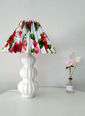 高档Vinage 桌中古t百褶美式台少女心民宿装饰餐厅灯床头柜直播间