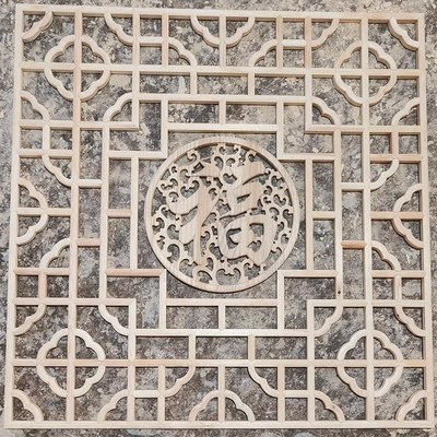 木格门窗玄关福木雕d屏风墙镂空栅花格实木东阳仿古中式背景新款