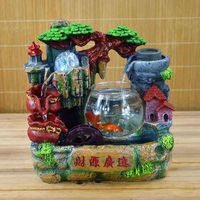 正品风水轮流水喷泉假山吉猫桌面祥客前台鱼缸办公室开业礼品厅摆