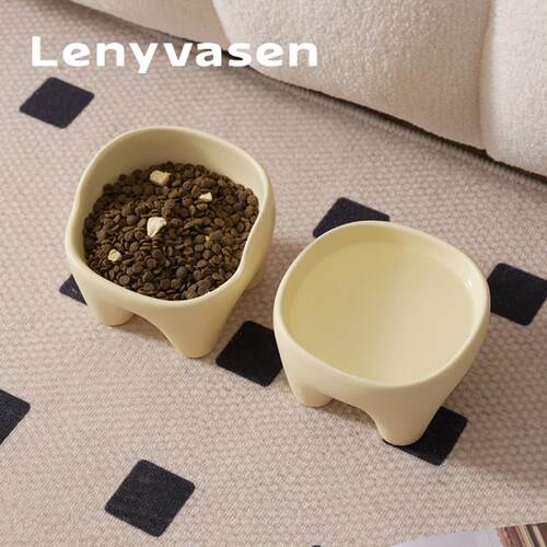 LENYVASEN 陶瓷猫狗碗大口径猫食盆喝水饭碗高脚护颈防打翻宠物碗