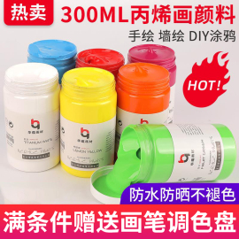 华蕴丙烯颜料300ml防水不易掉色diy手绘画鞋，彩绘室外墙绘创意丙烯