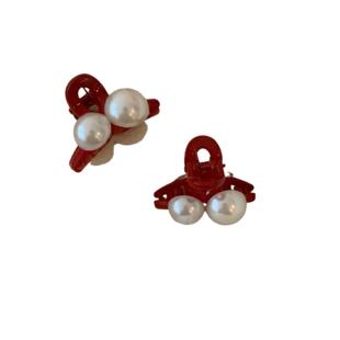 香新款QN-2761小众高发抓仿贝珍珠红色发 时夹尚小风小号抓夹 刘