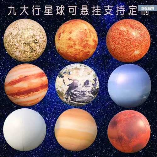 充气星球模型月球婚礼PVC变色灯光 悬挂发光九大行星气模表情包球