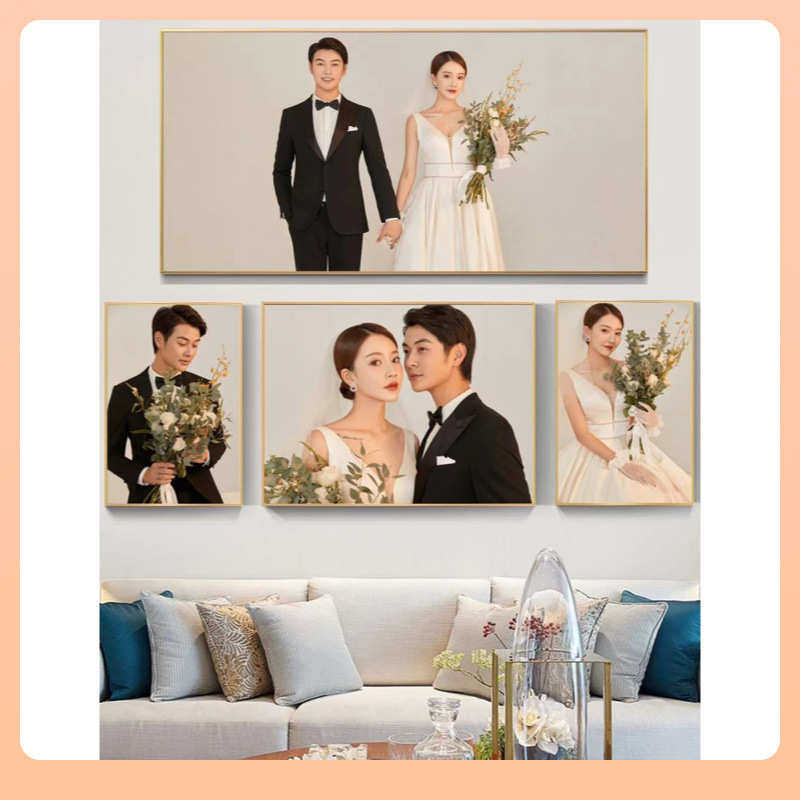 CSF9婚纱照放大挂墙水晶相框组合加洗照片冲印全家福结婚照大尺寸