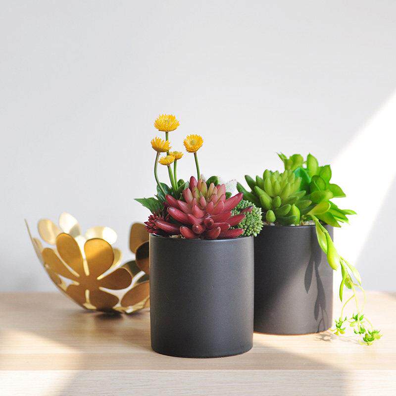 彷真多肉植物盆景 室内绿植桌面陶瓷花盆装饰品摆件盆栽 art438