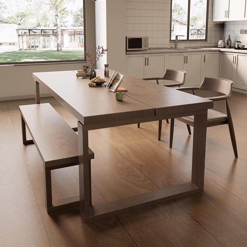 现代简约家用餐桌白蜡木实木餐桌组合餐厅长方形书桌泡茶桌会议桌