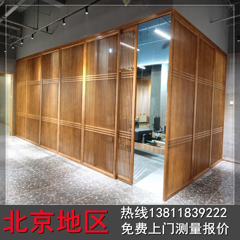 北京宋式美学实木屏风格栅竖条纹隔断玄关简约新中式木花格折叠推