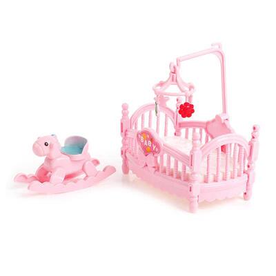 Miniature Crib Bed And Wooden Horse For Children Girls Gift