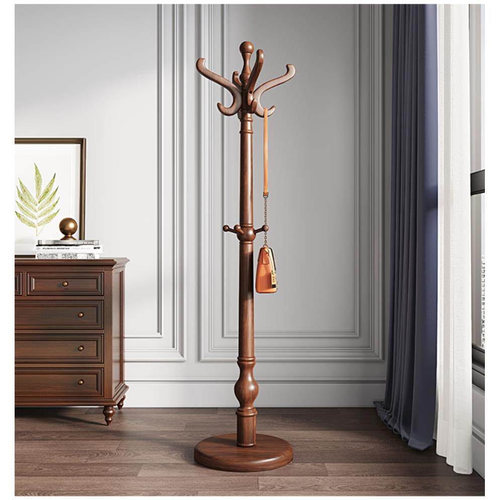 高档架简约木质衣帽木落地挂衣架卧室门厅衣服架办公室立式术实支