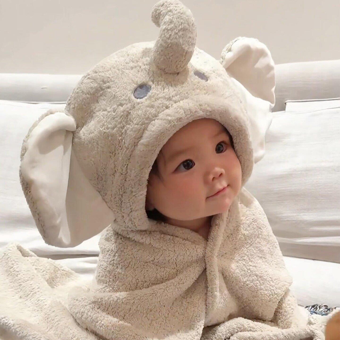 babygreat儿童浴巾小象新生婴儿宝宝斗篷浴袍可穿式裹巾吸水速干图片