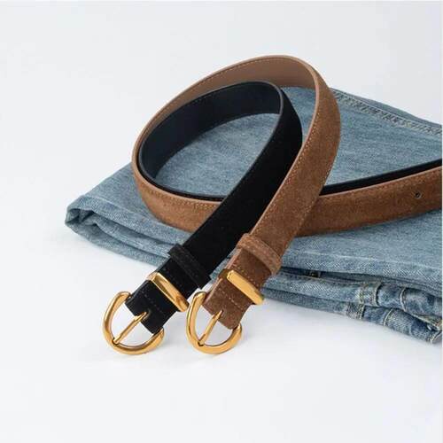Women Luxury Design Suede Leather Belt Casual Versatile Busi