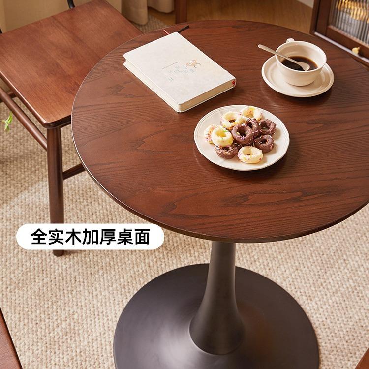 实木阳桌台茶几一桌椅休闲二RF-HD542边几客厅简约小圆创意几角桌