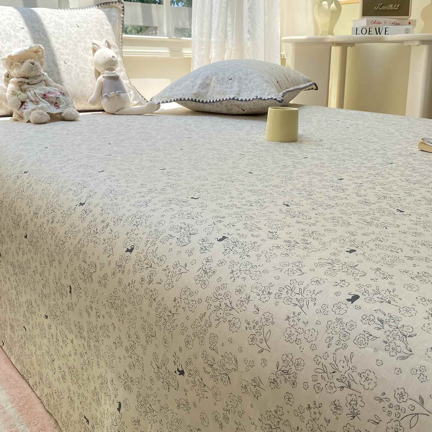 小清新加厚纯棉床单单单件2ESB055新2款全棉被1.米单双人床笠三件