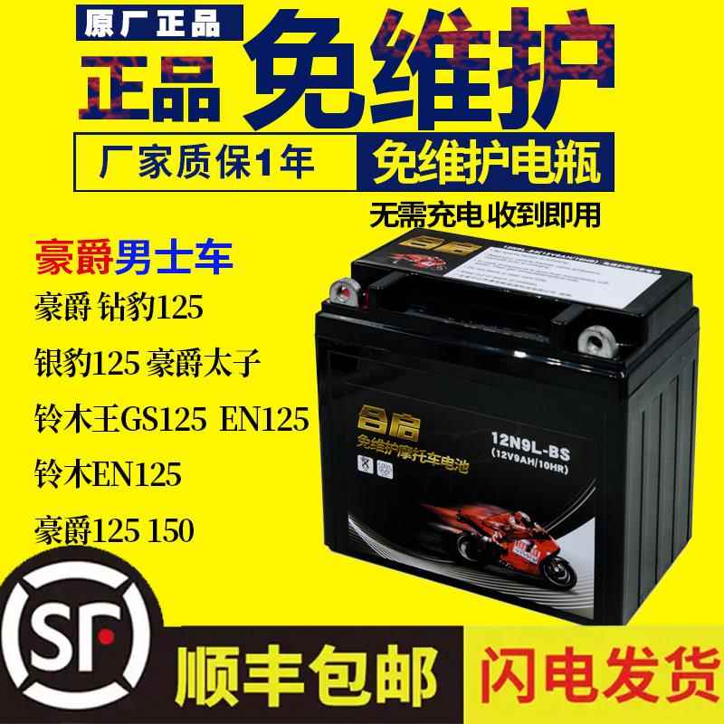 适用于豪爵125摩托车电瓶12v 通用干电池钻豹摩托车125-7银豹电瓶