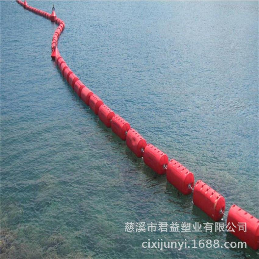 山东长岛水上挡渣塑料拦污浮筒河道拦截水上垃圾浮筒警示航标