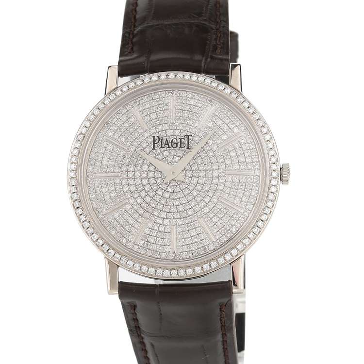 [9.8新]伯爵ALTIPANO系列18K白金满钻后镶钻手动机械男表38mm