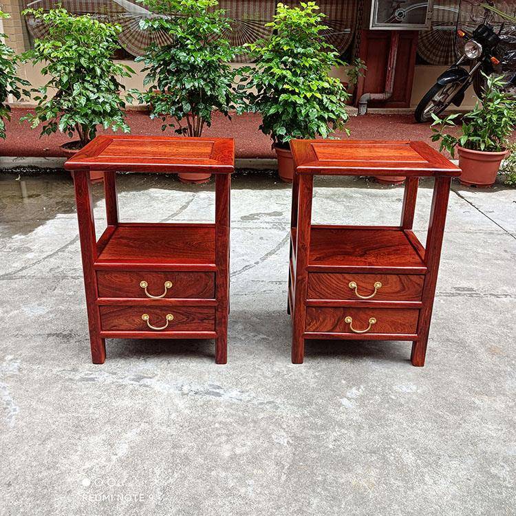 缅甸花梨木小茶几桌沙发边角几红木矮柜带收纳斗柜大果紫檀床头柜