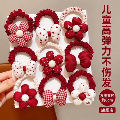 红色蝴蝶结儿童高弹不伤发发圈