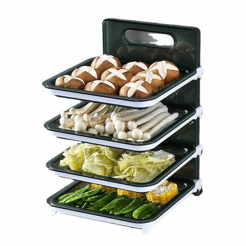 厨房折叠收纳配菜盘壁挂免打孔台面置物架家用火锅多层备菜盘批发