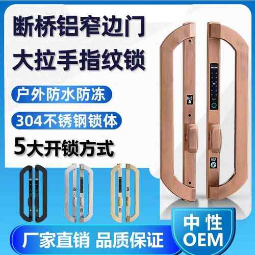 别墅阳光房断桥铝户外防水电子密码智能锁玻璃门doorlock
