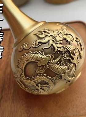 黄铜浮雕百福龙凤花瓶插花摆件客厅玄关装饰品商务送礼品批发代发