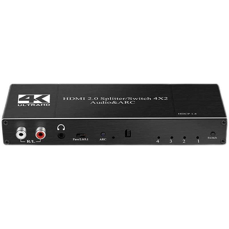 4K分屏矩阵HDMI四进二出ARC切换器60音频分离器分配器二合一电视