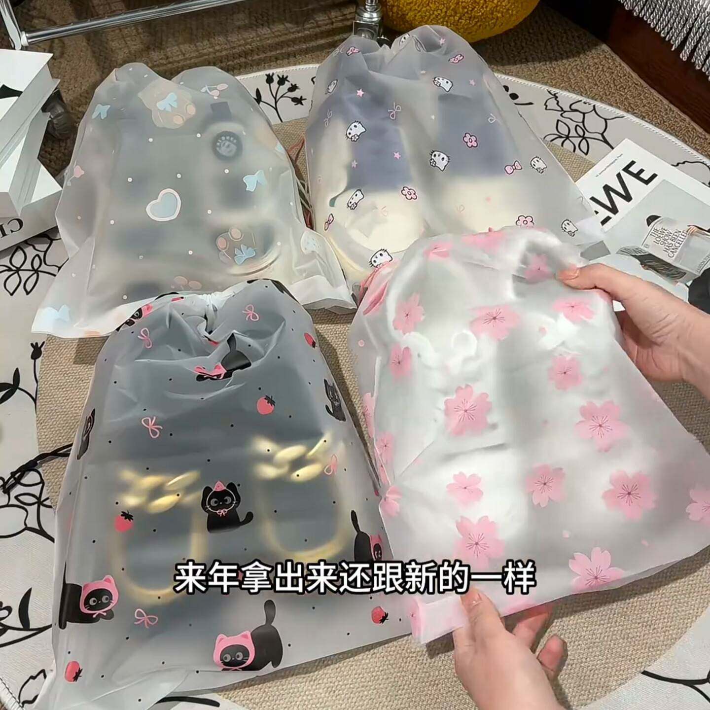 鞋子收纳袋防尘防水防潮防霉抽绳束口鞋袋学生宿舍出门旅行打包袋