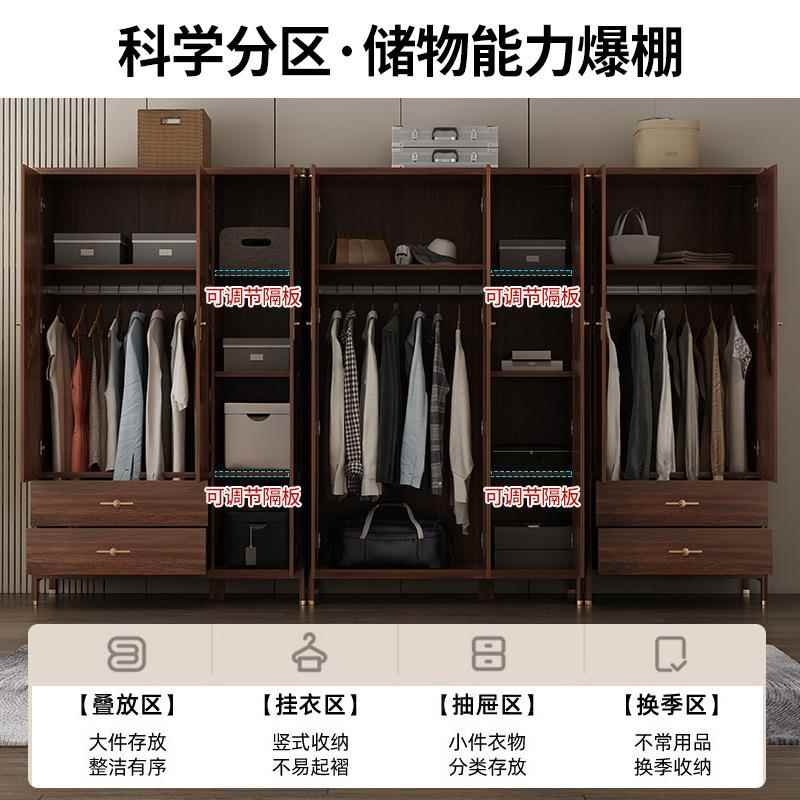 新式实木衣柜衣橱型小户现门代简约卧室两收纳中柜储物XNW柜小衣