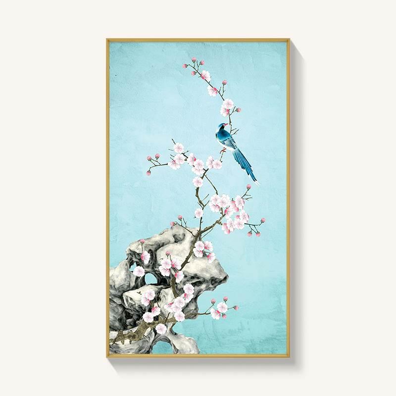 喜上眉梢装饰画新中式梅花卫生间防水挂画洗手间厕所玄关浴室壁画图片