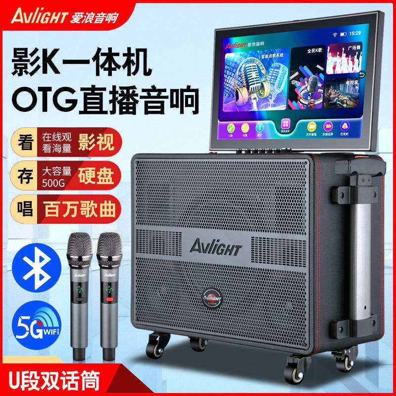 爱浪便携式户外广场舞音响带显示屏家用家庭ktv音箱套装大功率卡