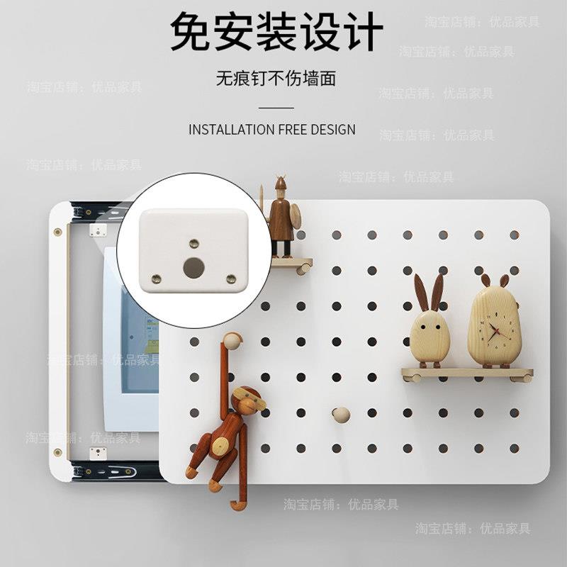 北欧洞洞板电表箱装饰画免打孔配电闸盒遮挡置物衣架竖款创意挂件图片