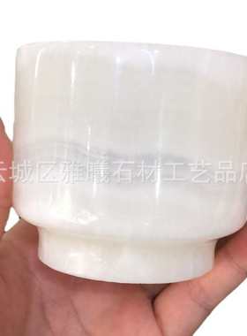 天然玉石杯香薰烛台杯子ins风高档轻奢玉石酒水杯子桌面装饰摆件