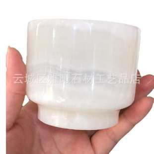 饰摆件 天然玉石杯香薰烛台杯子ins风高档轻奢玉石酒水杯子桌面装