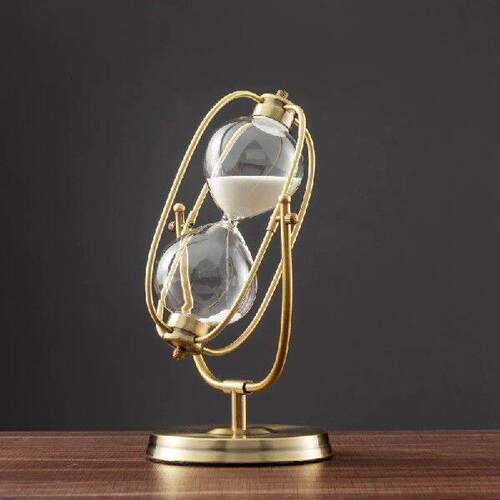 French Vintage Brass Hourglass 360 Rotating Metal Sand