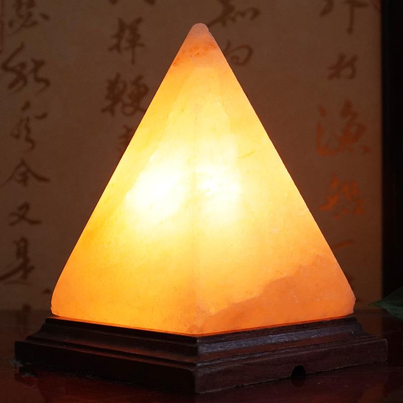 喜马拉雅水盐灯金字塔形晶雕刻状盐灯喜拉雅水晶盐可调光夜马灯摆