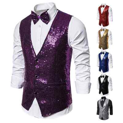 Men's stage performance costume, small sequin vest, male