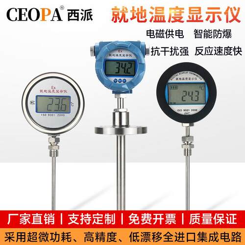 就地显示温度计pt100热电偶双金属温度计防爆数显就地温度显示仪