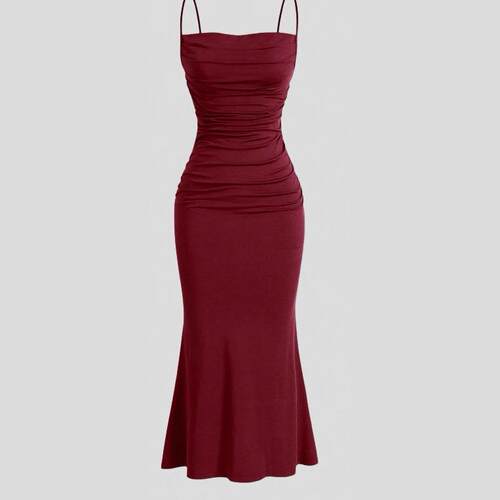 Collarless dress, high waisted lace up suspender, hip